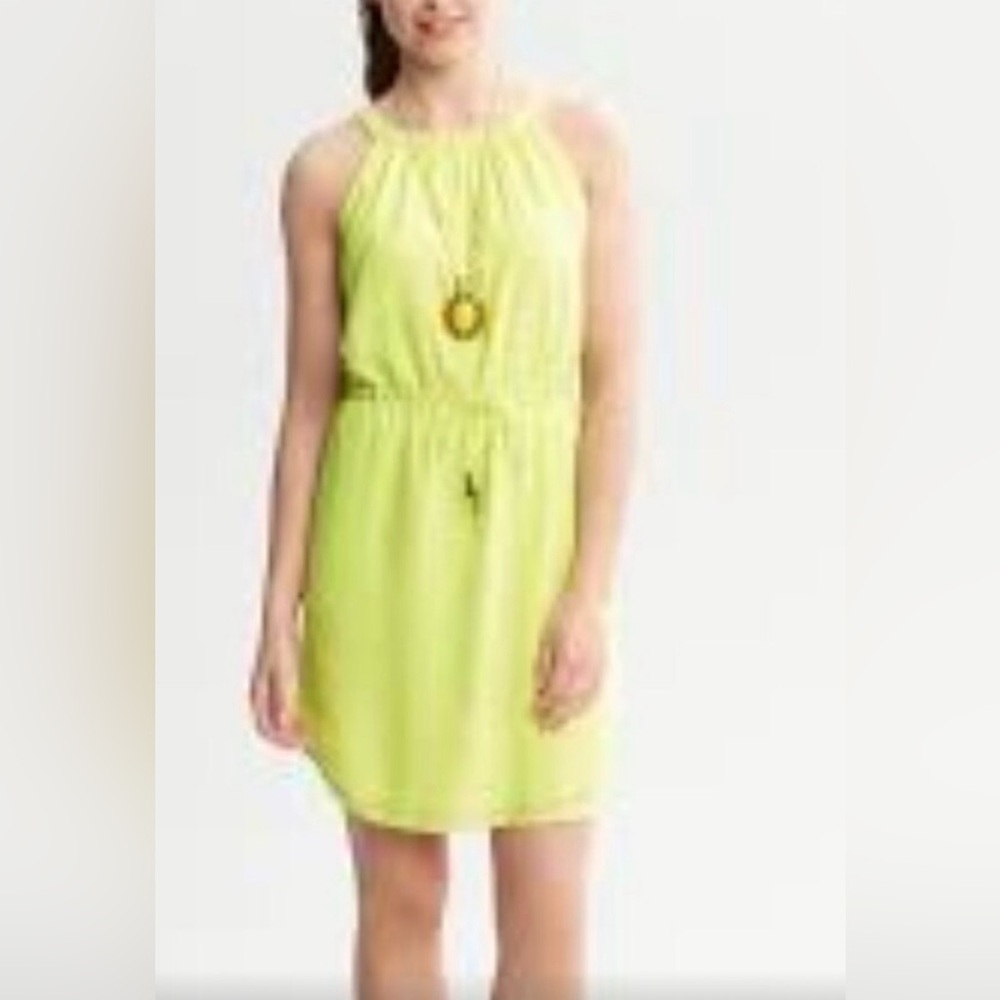 Banana Republic Strapless Lime Green Halter Dress